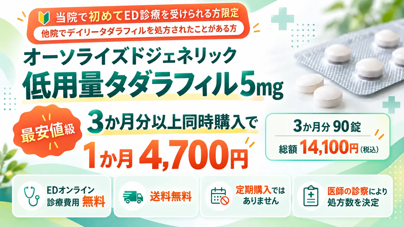 大阪のやすだ泌尿器科クリニックオーソライズドジェネリックのデイリータダラフィルが最安値